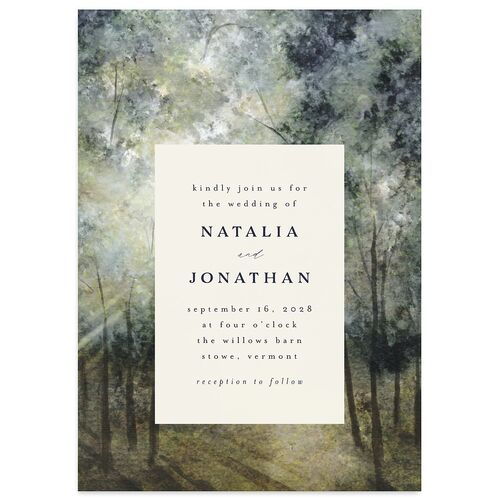Enchanted Forest Wedding Invitations Dark Navy Signature Blank No