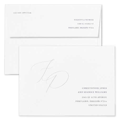 Simply Devoted Wedding Invitation Envelopes White Midnight Navy Both Recipient and Return Addresses Standard Signature