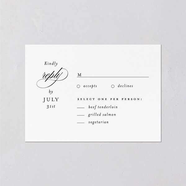 Classic Calligraphy Wedding Response Cards Licorice Signature Standard