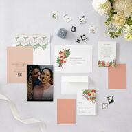 Flores Tropicais Save the Date Cards Gold Red Clay Signature smooth Blank No Standard