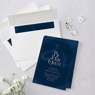 Be Our Guest Bridal Shower Invitations Navy Signature Blank Standard