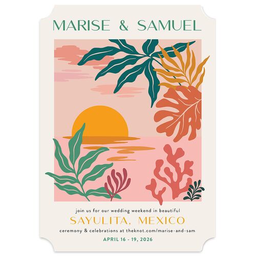 Impressionist Paradise Wedding Invitations Rose Gold Signature Blank No Ticket