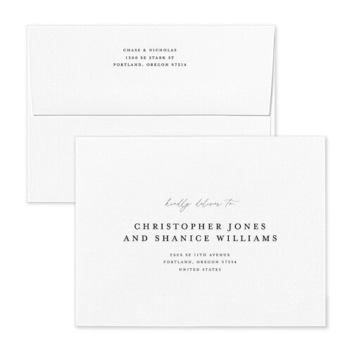 Palm Tree Icon Save the Date Magnet Envelopes Rose Pure White Return Address Signature Standard