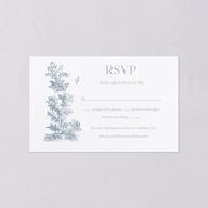 Dusty Blue Regency Toile All-in-One Wedding Invitations Dusty Blue Signature Light Both Recipient and Return Addresses No