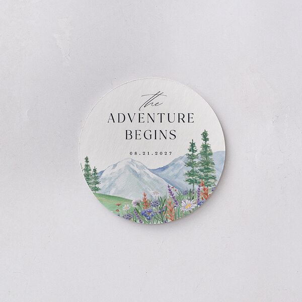 Mountain Wildflowers Coasters Dusty Blue Cardboard Circle