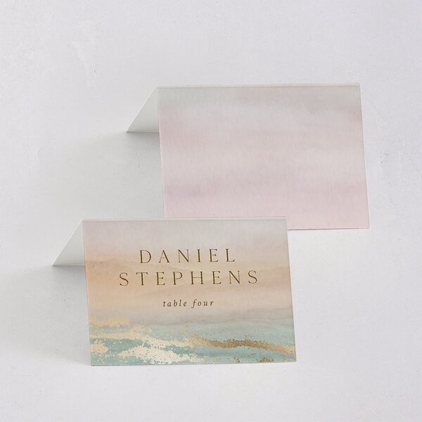 Ethereal Sunset Place Cards Gold Peach Fuzz Signature