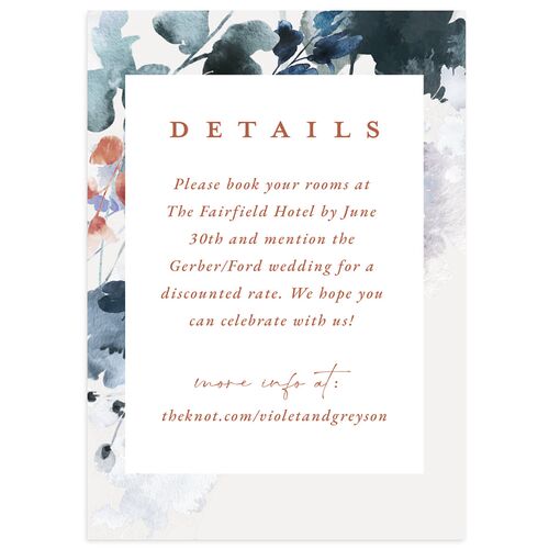 Ethereal Floral Wedding Event Detail Cards Dusty Blue Signature Standard