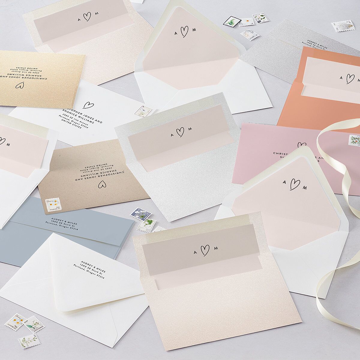 Elegant Heart Wedding Invitations Pure White Signature Blank No Standard