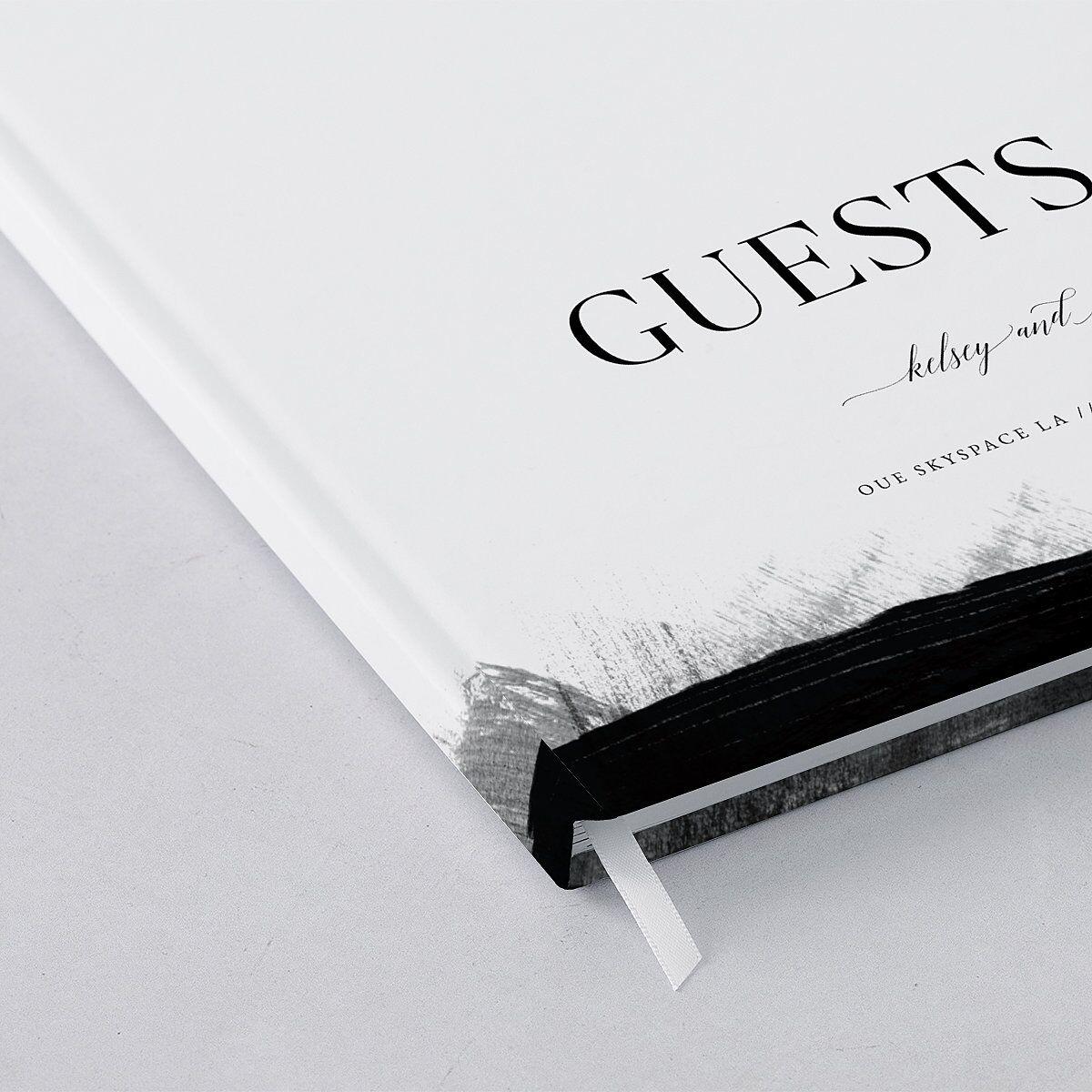 Painted Minimal Wedding Guest Book Midnight