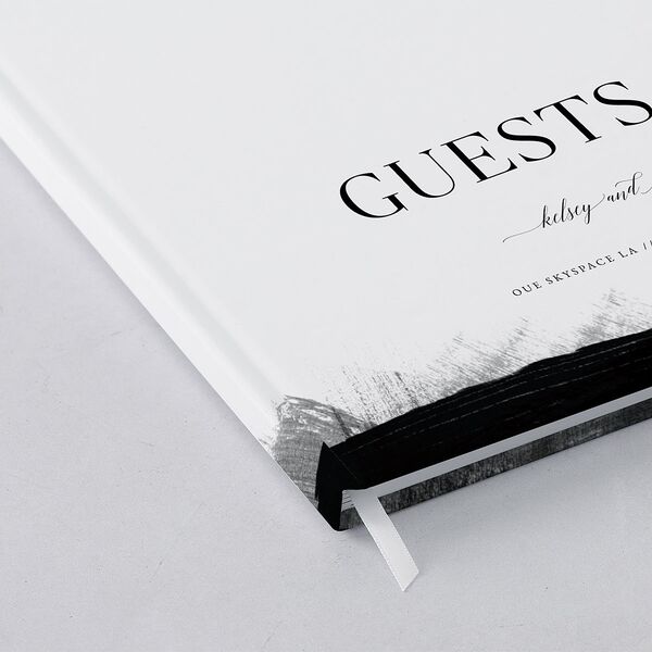 Painted Minimal Wedding Guest Book Midnight