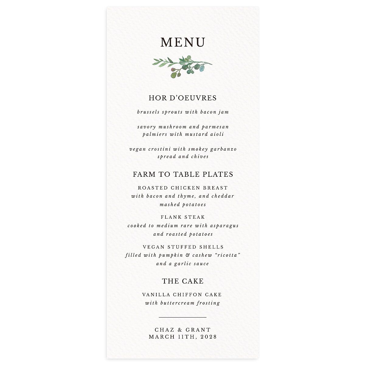 Leafy Hoops Menus