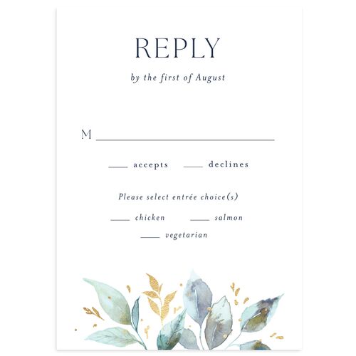 Autumn Frame Wedding Response Cards Gold Moody Blue Signature