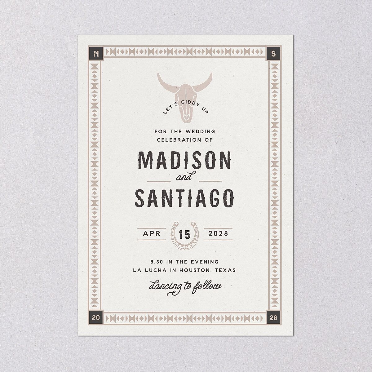 Hitched in Texas Wedding Invitations Charcoal Signature Blank No Standard