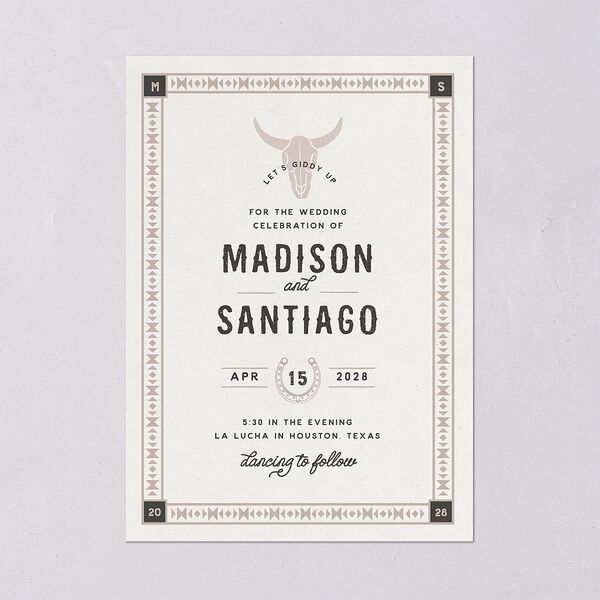 Hitched in Texas Wedding Invitations Charcoal Signature Blank No Standard