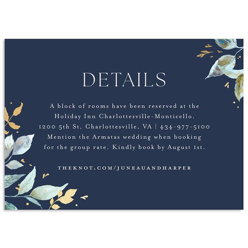 Autumn Frame Wedding Enclosure Cards Gold Moody Blue Signature