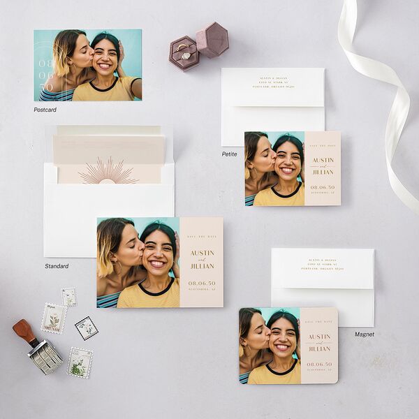 Modern Romantic Save The Date Cards Chestnut Signature smooth Blank No