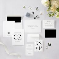 Simple Modern Monogram Wedding Invitations Pure White Signature Blank No Standard