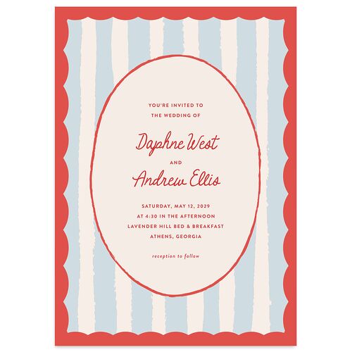 Eclectic Painted Stripes Wedding Invitations Red Clay Signature Blank No Standard