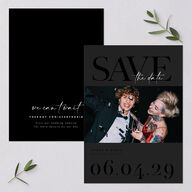 Modern Vow Save The Date Cards Charcoal Signature smooth Blank No Standard