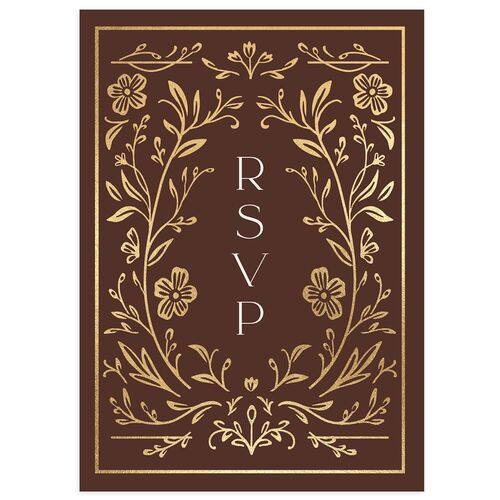 Storybook Filigree Wedding Response Cards Gold Chocolate Signature Standard