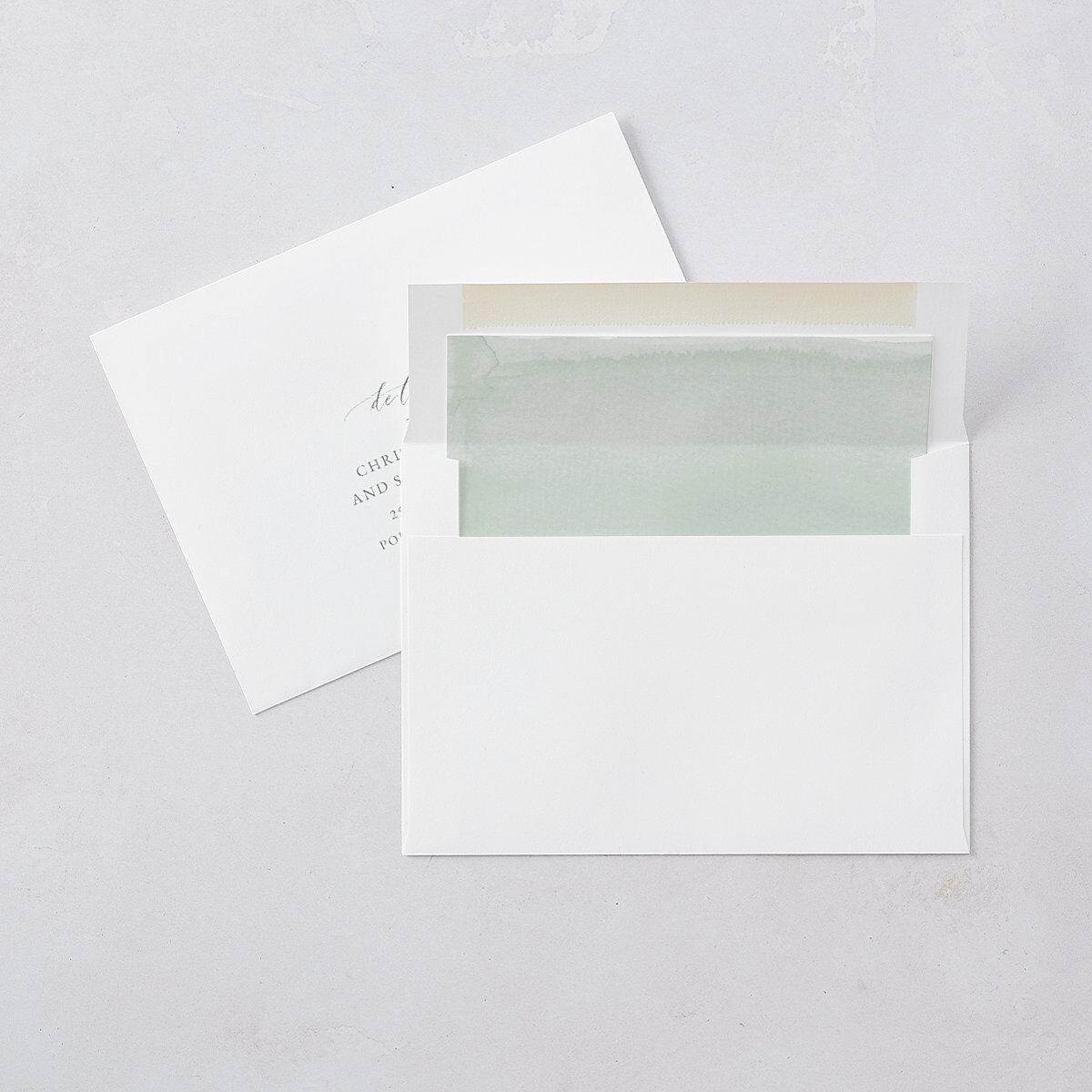 Dusted Calligraphy Wedding Invitations Sea Foam Signature Blank No Standard