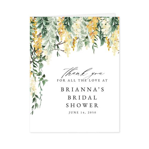 Romantic Wisteria Bridal Shower Thank You Cards Canary