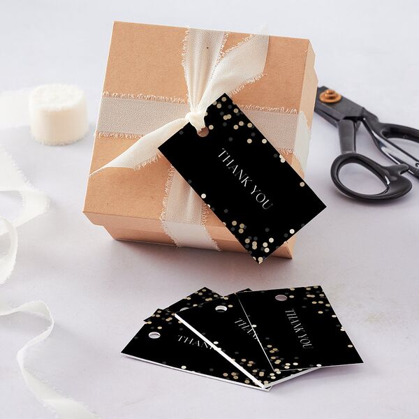 Confetti Glam Favor Gift Tags Gold Licorice Signature