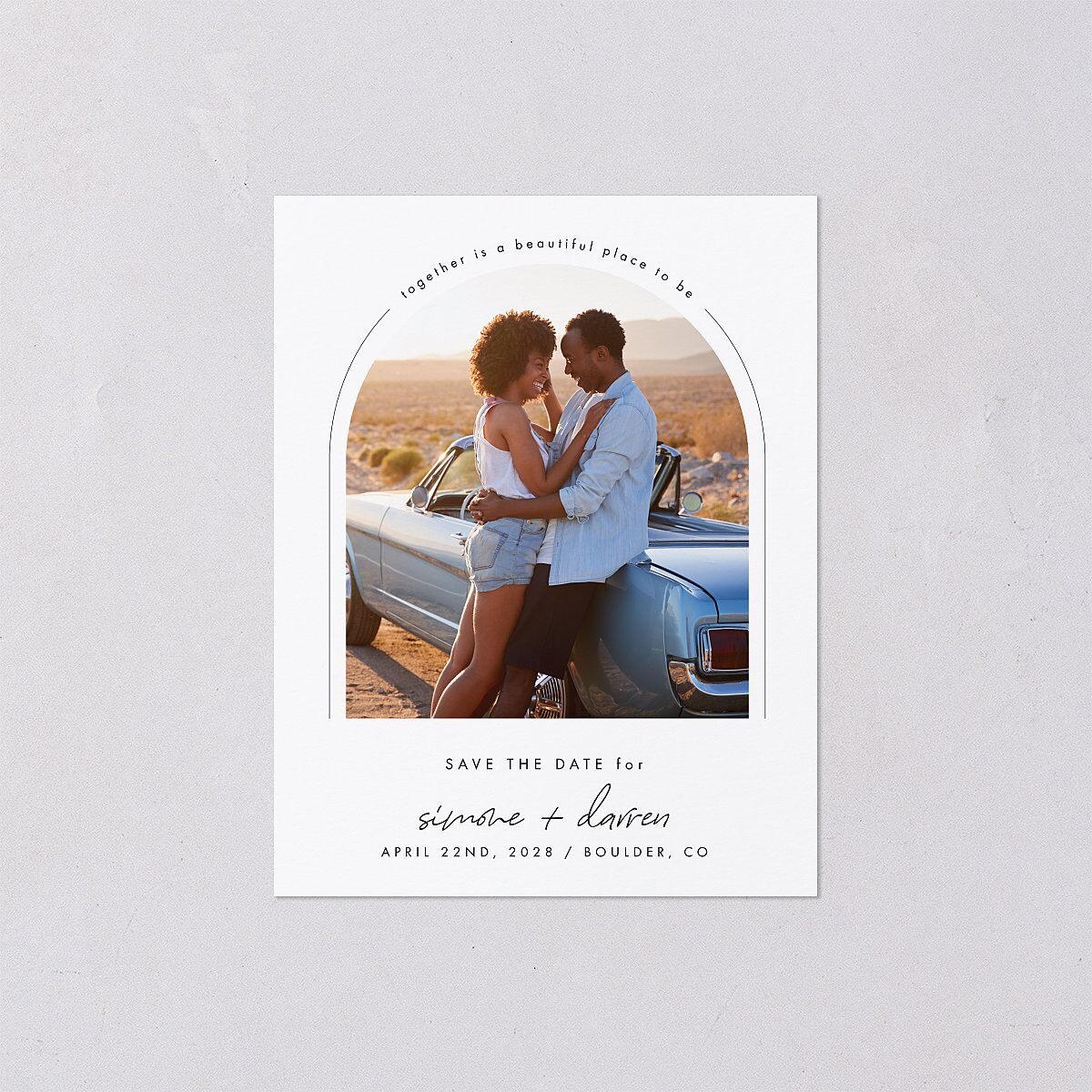Arched Photo Save the Date Petite Cards Sand Signature smooth Blank No Standard