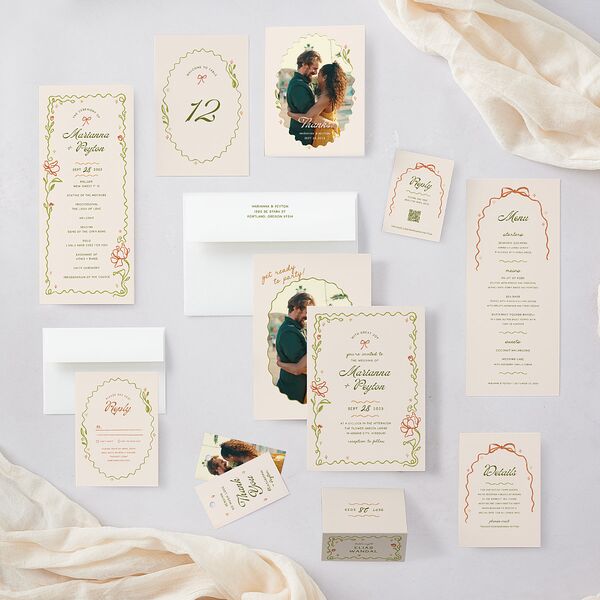 Whimsical Drawn Flowers Wedding Response Cards Thyme Signature Standard