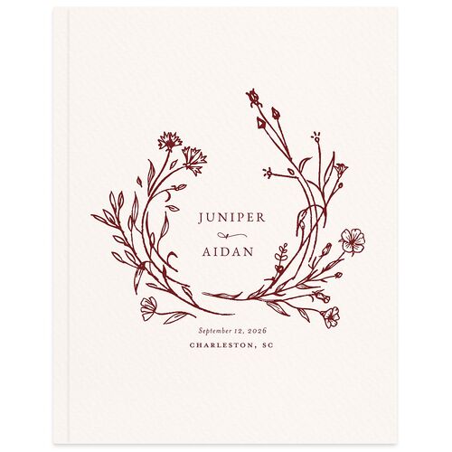 Gilded Monogram Wedding Guest Book Merlot