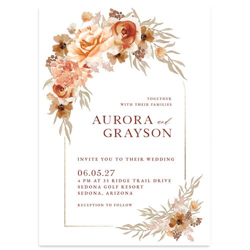 Bohemian Arch Foil Wedding Invitations Gold Rust Signature Blank No Standard