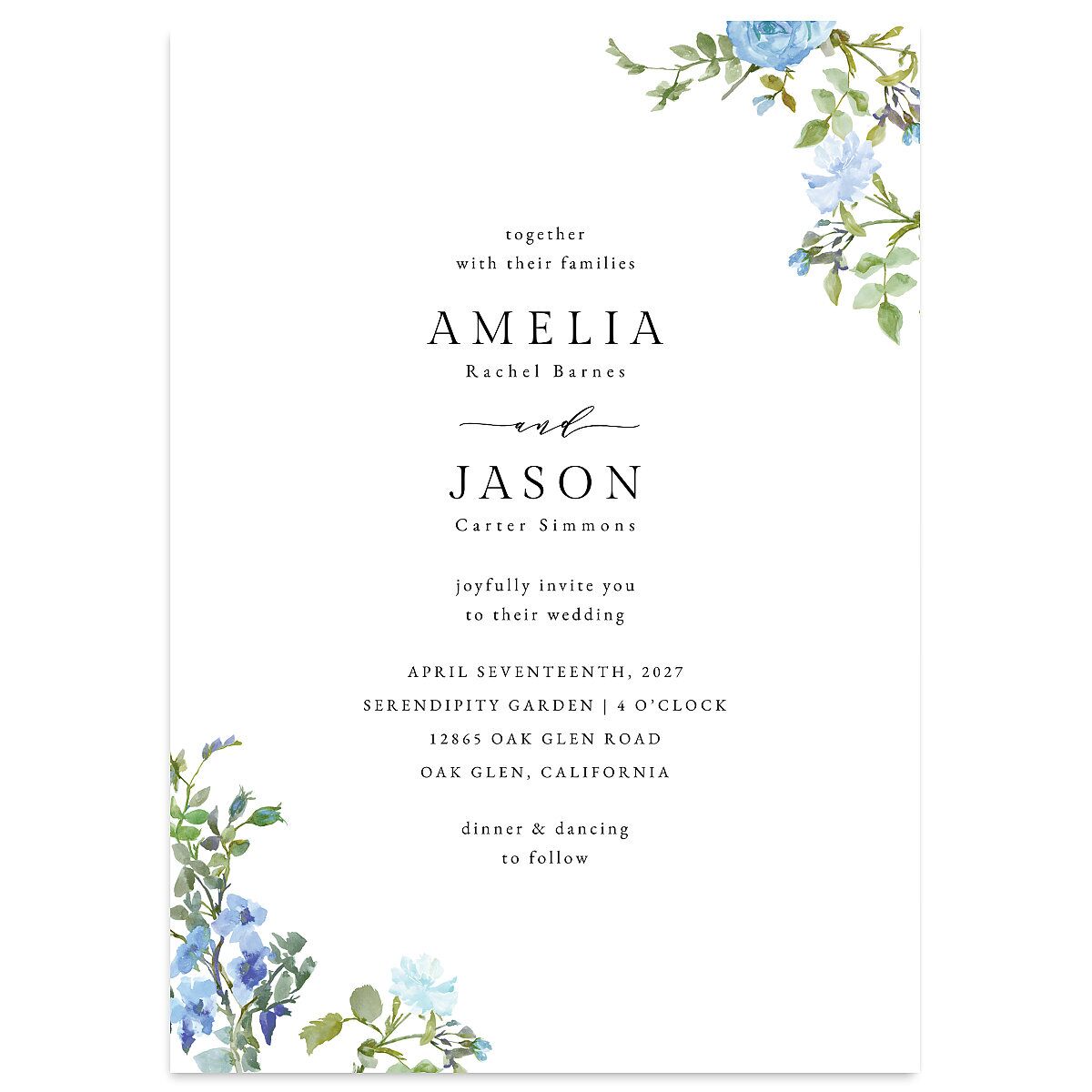 Minimal Floral Wedding Invitations