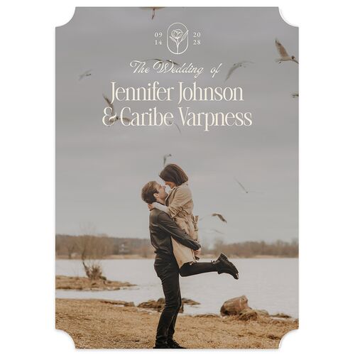Vintage Romantic Photo Wedding Invitations Copper Signature Blank No Ticket