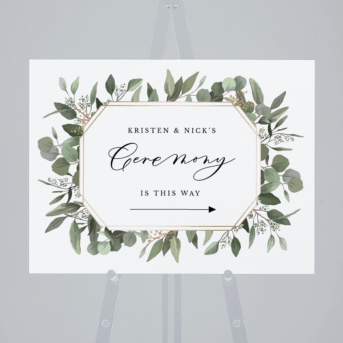 Eucalyptus Frame Standard Direction Sign Medium Pure White Standard Indoor Foam Core M Direction