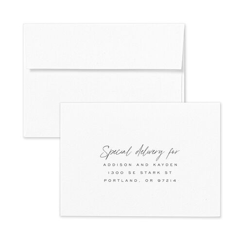Metallic Edge Response Card Envelopes White Champagne Return Address Signature Standard