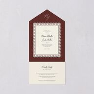 Vintage Lace All-in-One Wedding Invitations Burgundy Signature Light Both Recipient and Return Addresses No