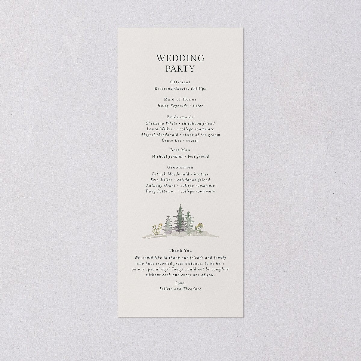 Elegant Mountain Border Wedding Programs Meadow Signature
