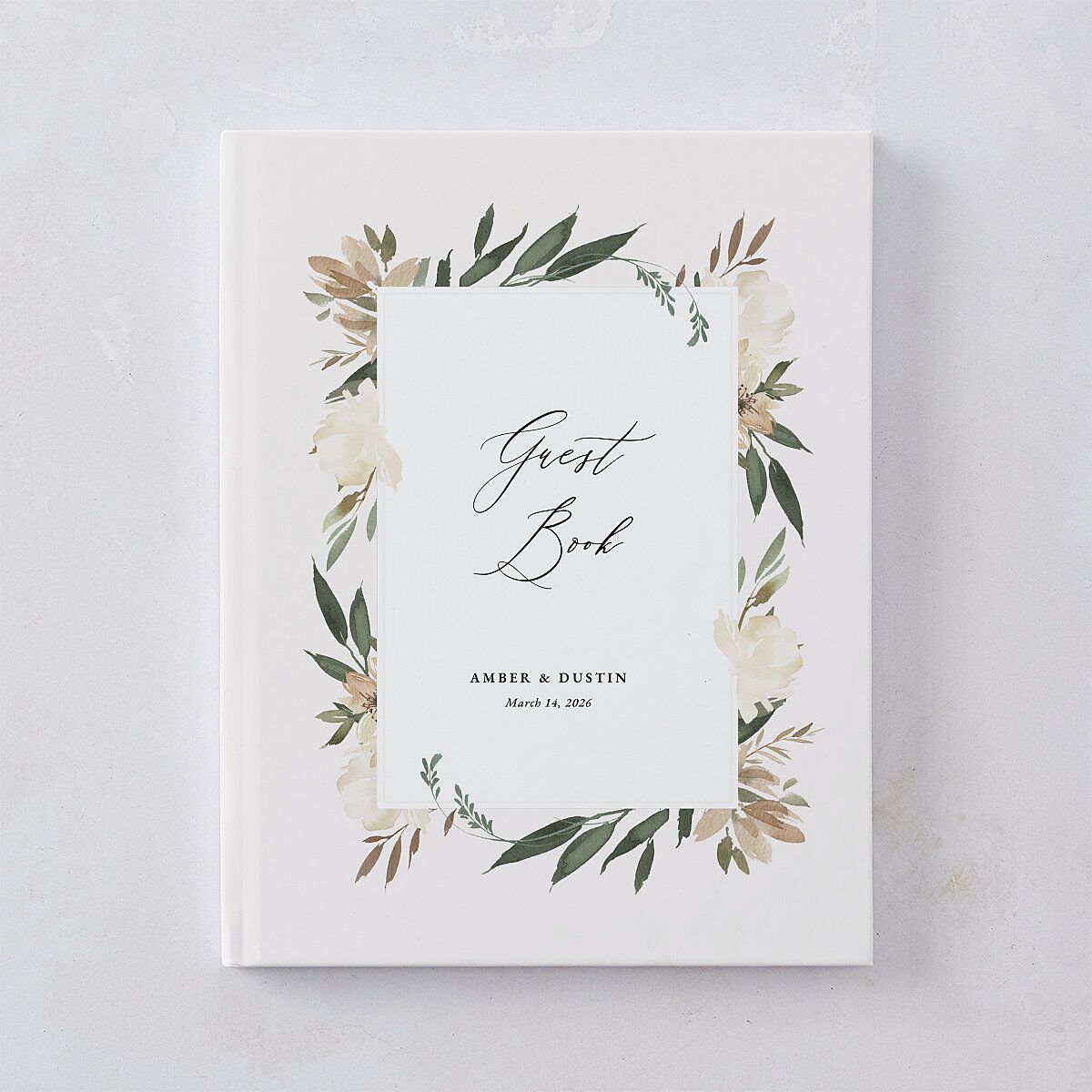 Neutral Greenery Wedding Guest Book Thyme