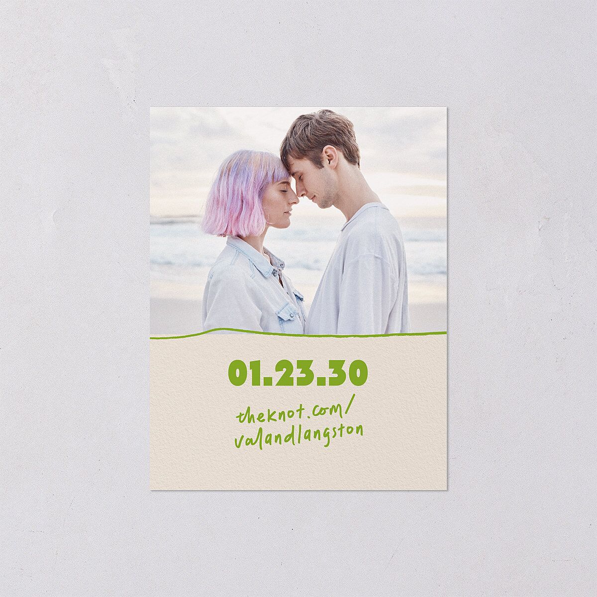 Retro Modern QR Code Save the Date Petite Cards Greenery Signature smooth Blank No Standard