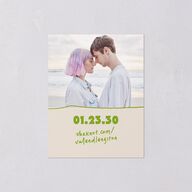 Retro Modern QR Code Save the Date Petite Cards Greenery Signature smooth Blank No Standard