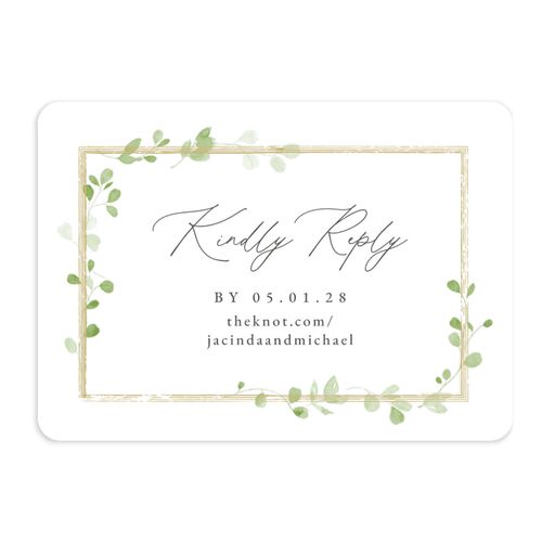 Fairytale Eucalyptus Foil QR Code RSVP Cards Pure White Signature Rounded