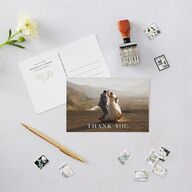 Shining Wreath Foil Thank You Postcards Pure White