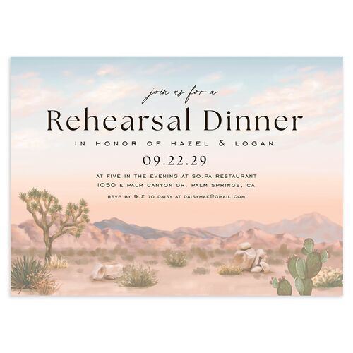 Desert Cactus Rehearsal Dinner Invitations Peach Fuzz Signature Blank Standard