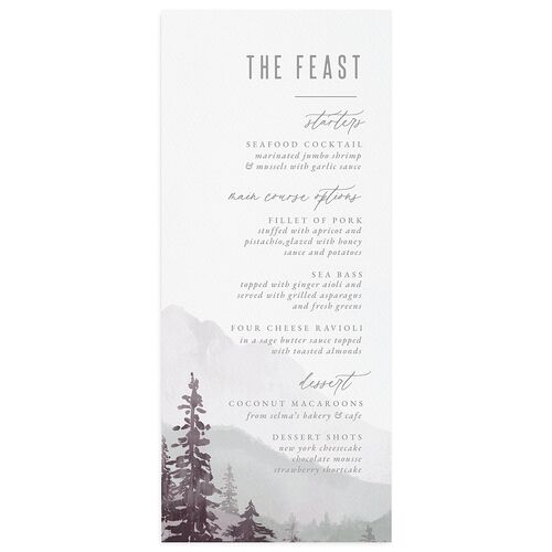 Painted Mountains Wedding Menu Purple Haze Signature