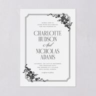 Old Money Botanical Wedding Invitations Pure White Signature Blank No Standard
