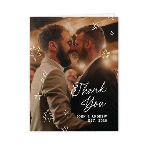 Hand Drawn Starry Christmas Photo Thank You Cards Burgundy