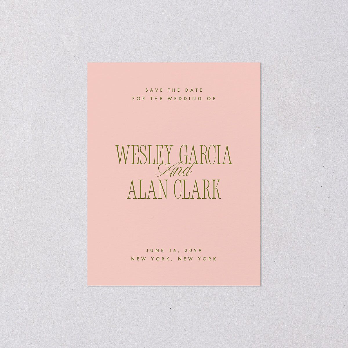 Hollywood Type Save the Date Petite Cards Shell Pink Signature smooth Blank No Standard