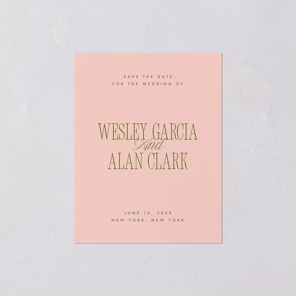 Hollywood Type Save the Date Petite Cards Shell Pink Signature smooth Blank No Standard