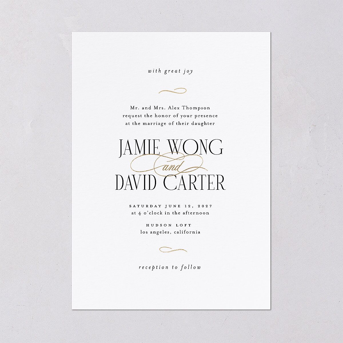 Metropolitan Wedding Invitations Gold Pure White Signature Blank No Standard