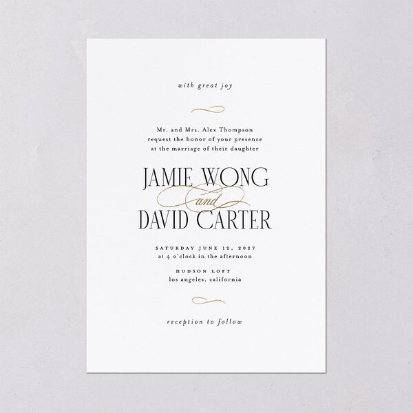 Metropolitan Wedding Invitations Gold Pure White Signature Blank No Standard
